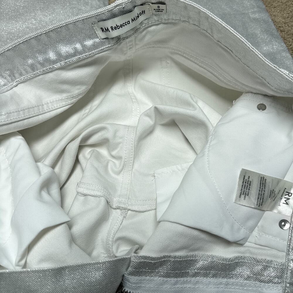 Rebecca Minkoff Silver Metallic Straight Leg Jeans Size 8 Y2K - Picture 6 of 12